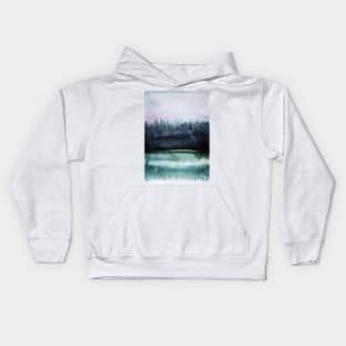 Watercolor landscape sky clouds Kids Hoodie